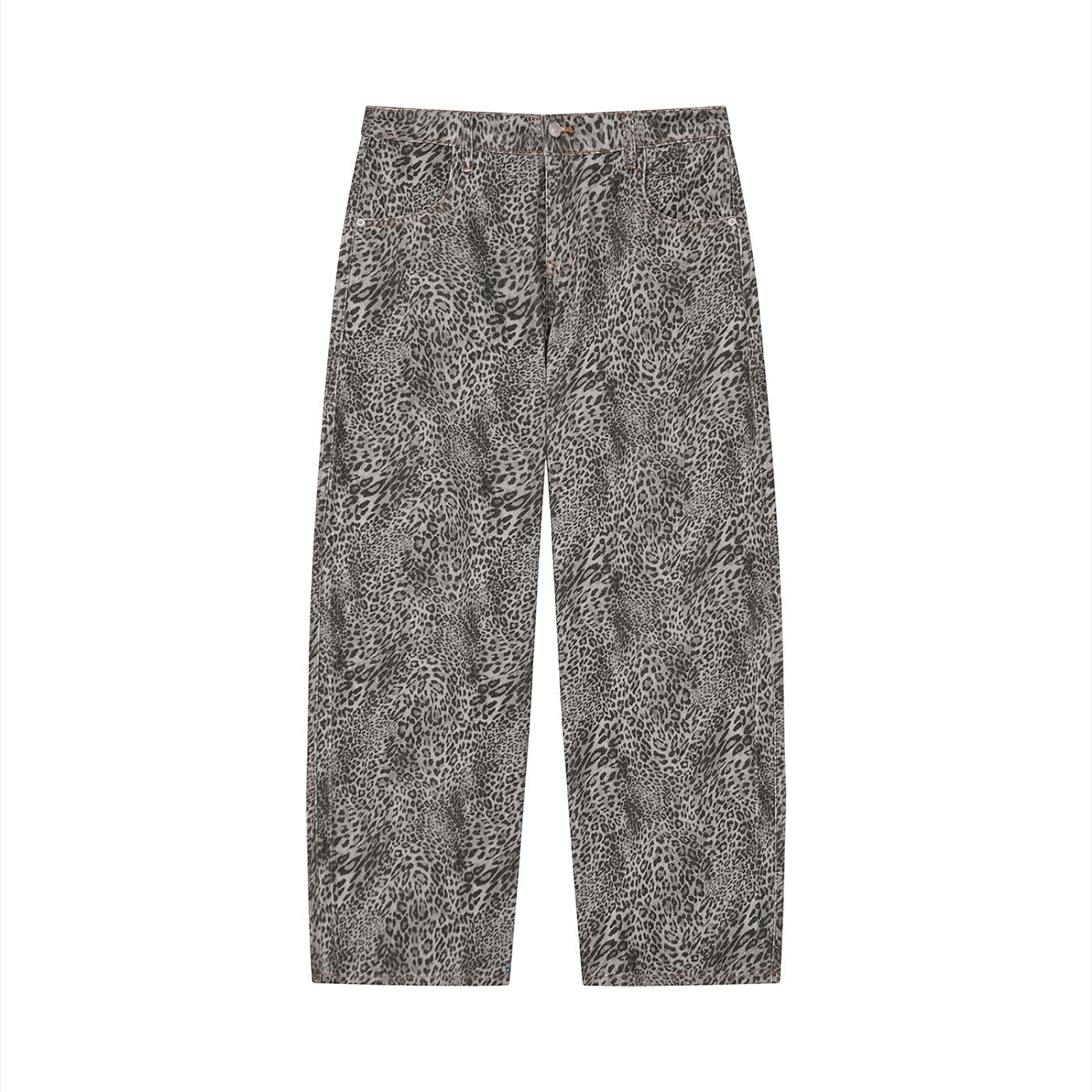 Jane Leopard Wide Leg Jeans Studio Ruban — model side