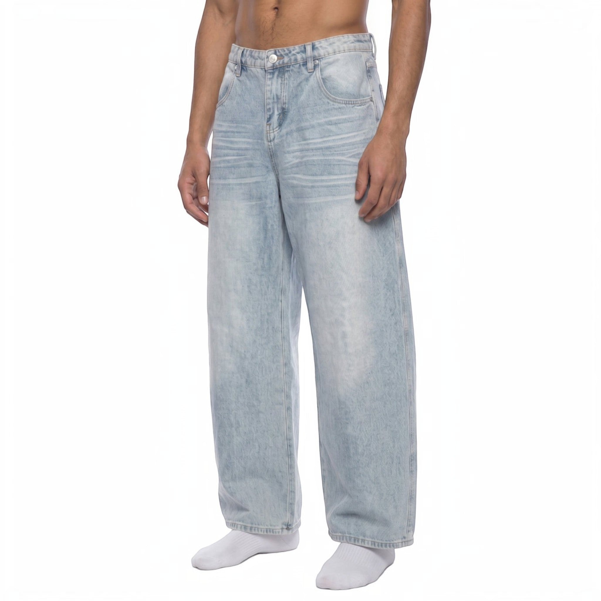 Beau Enzyme Wash Wide Leg Jeans Studio Ruban — detail view