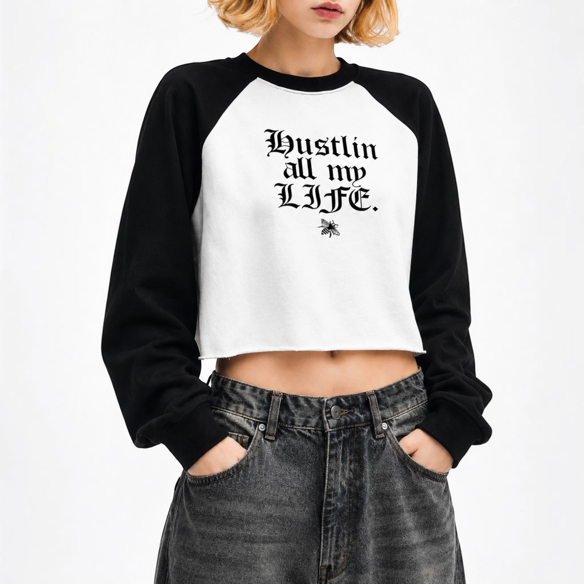 Cleo color-block raglan crop sweatshirt Studio Ruban — front view