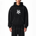 Cole contrast-stitched boxy fleece hoodie Studio Ruban — front view
