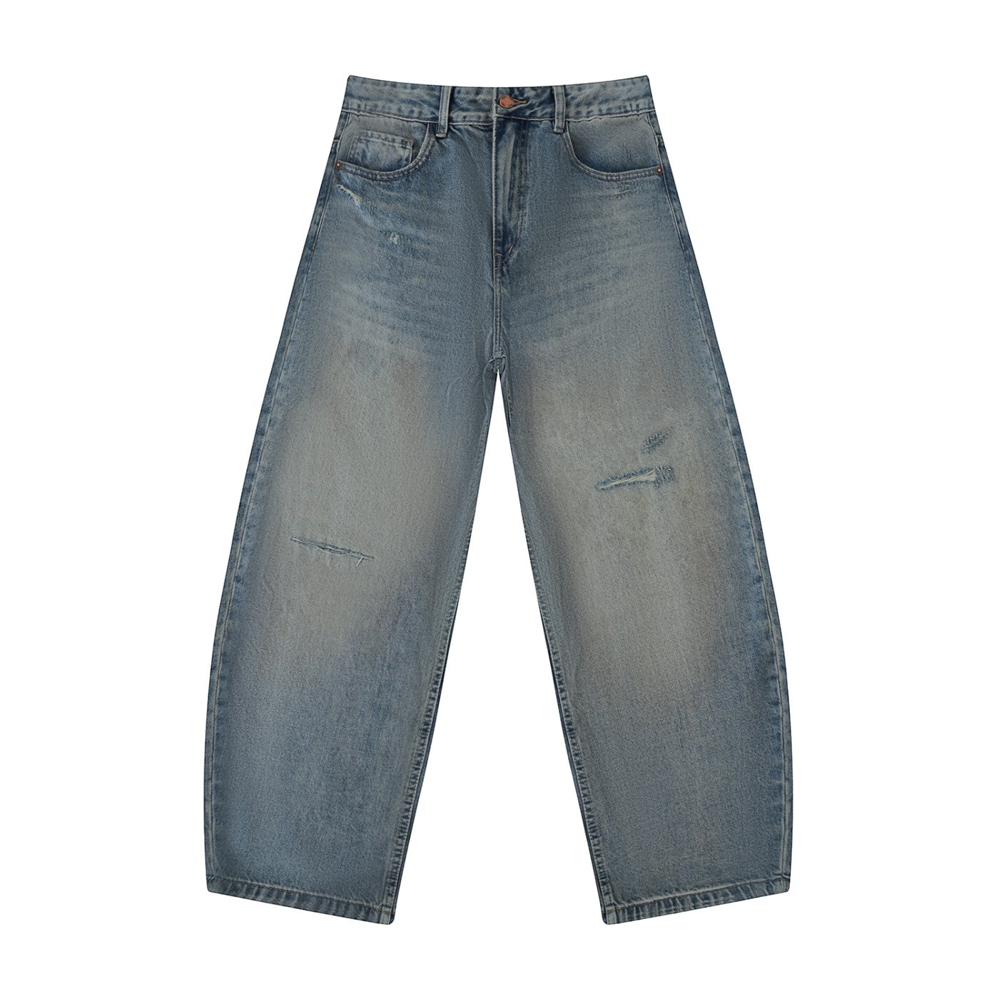 Rux Distressed Barrel Leg Jeans Studio Ruban — model front