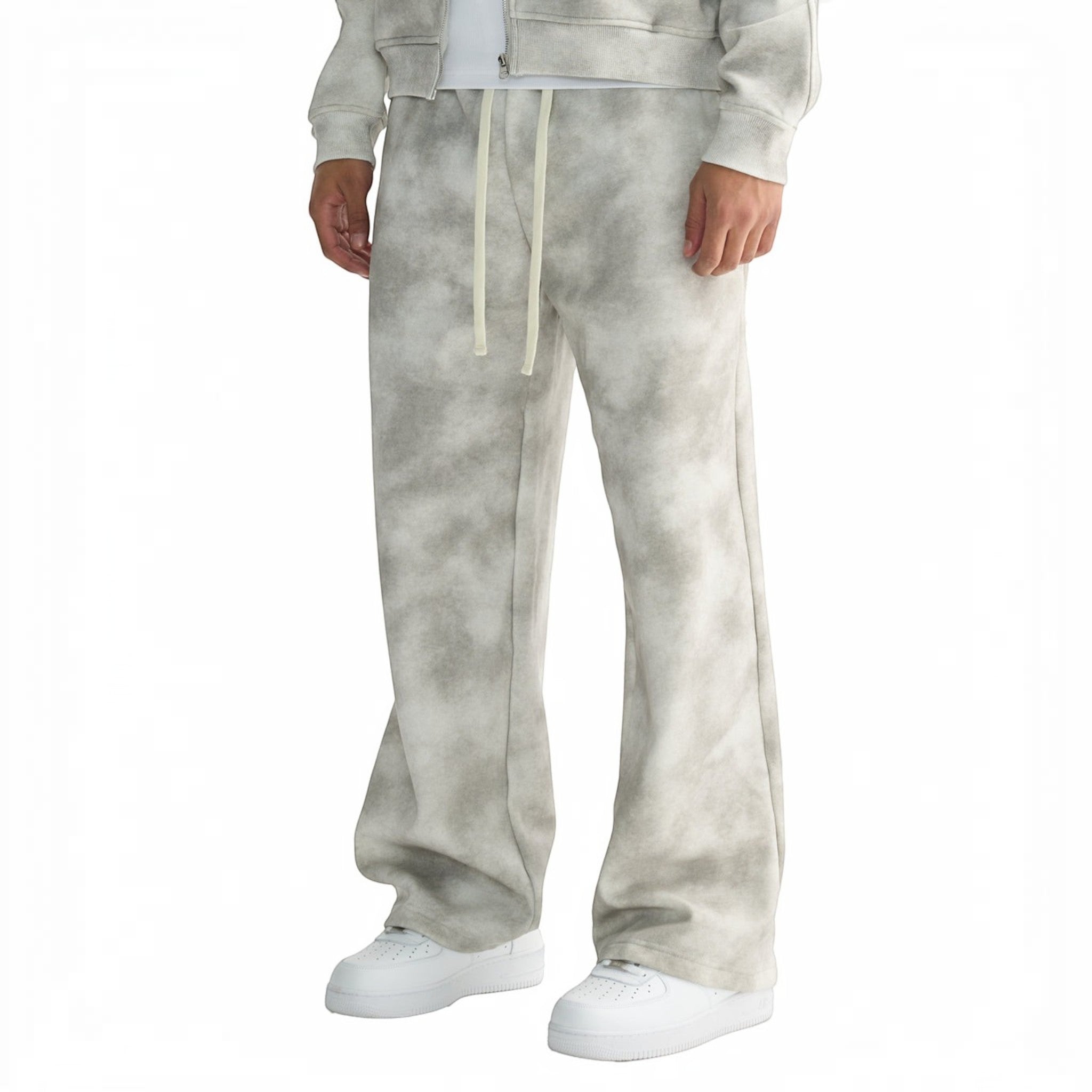 Mud dirty washed fleece sweatpants Studio Ruban — front view