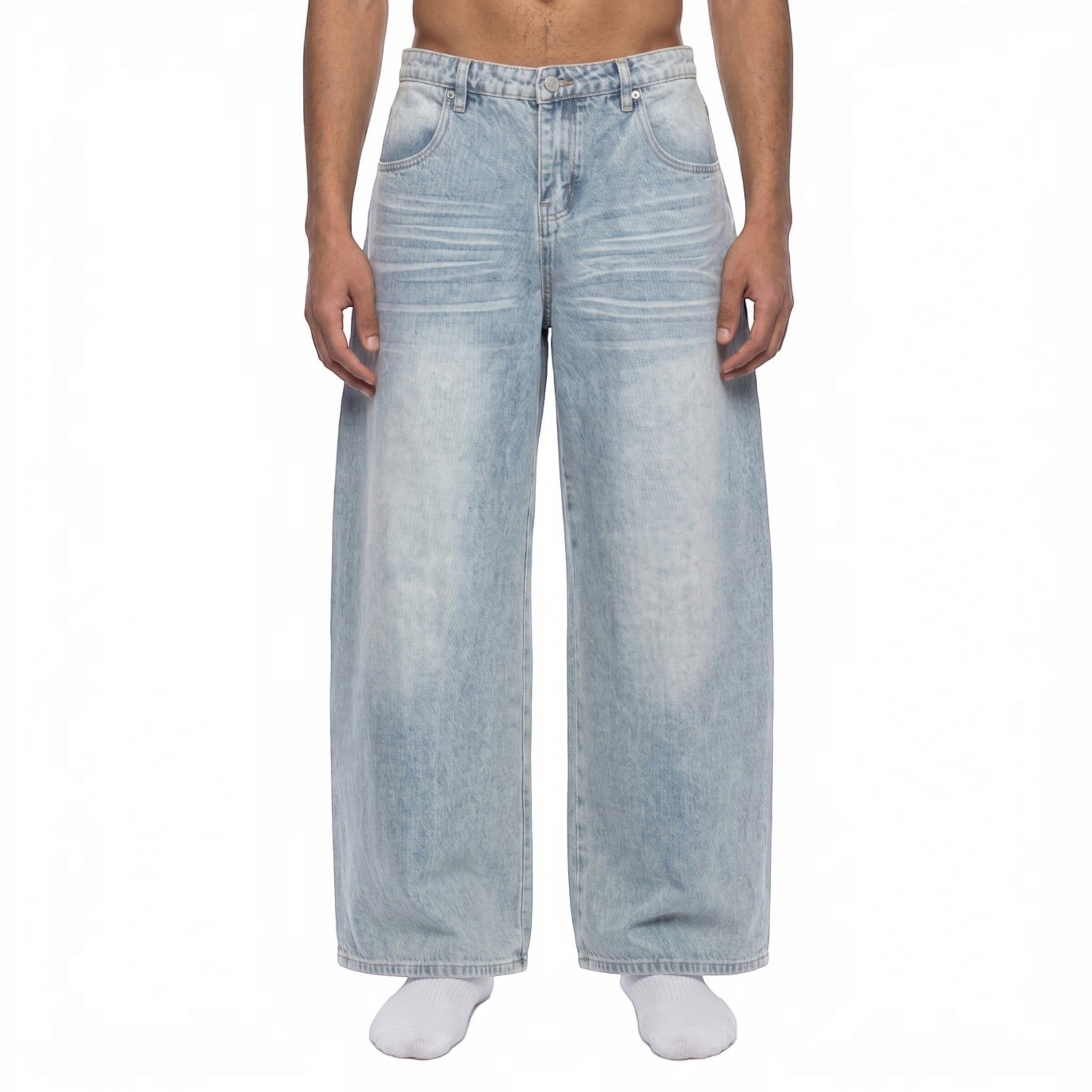 Beau Enzyme Wash Wide Leg Jeans Studio Ruban — front view