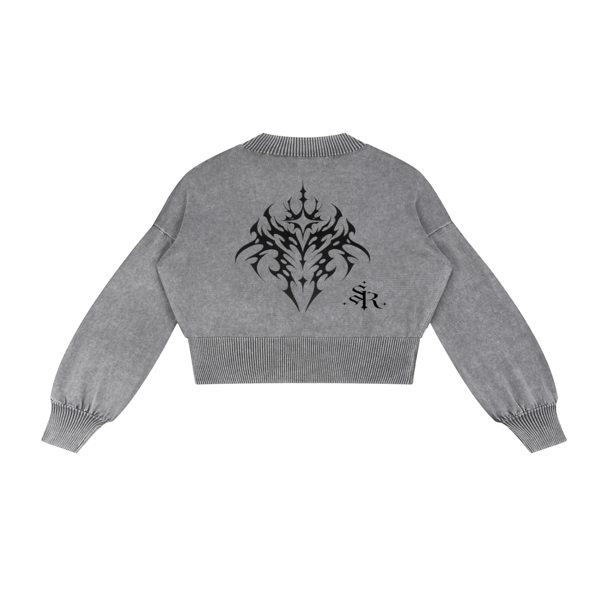 Mavi mineral wash cropped sweater Studio Ruban — detail