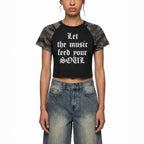 Tana camo raglan crop top Studio Ruban — front view