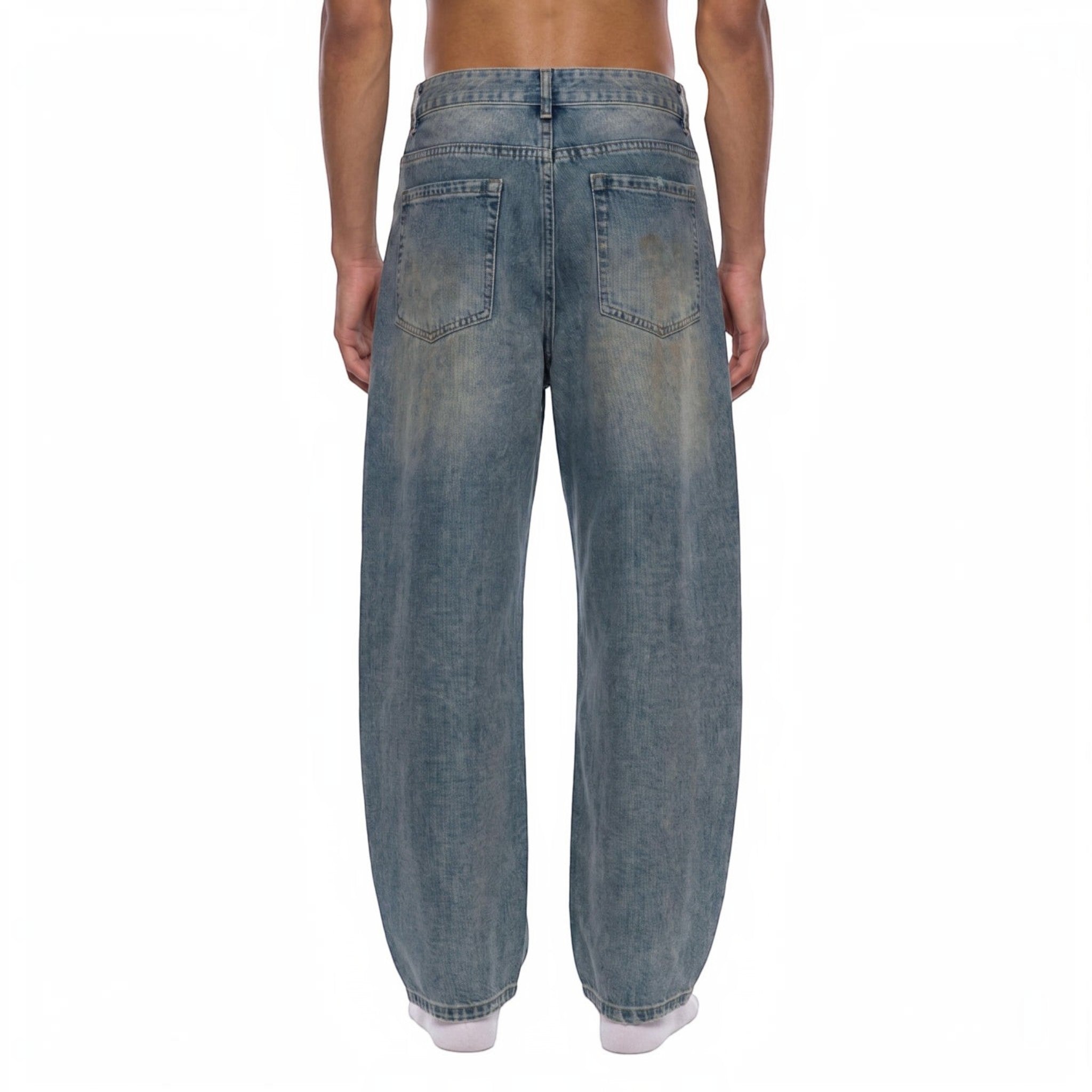 Rux Distressed Barrel Leg Jeans Studio Ruban — side view