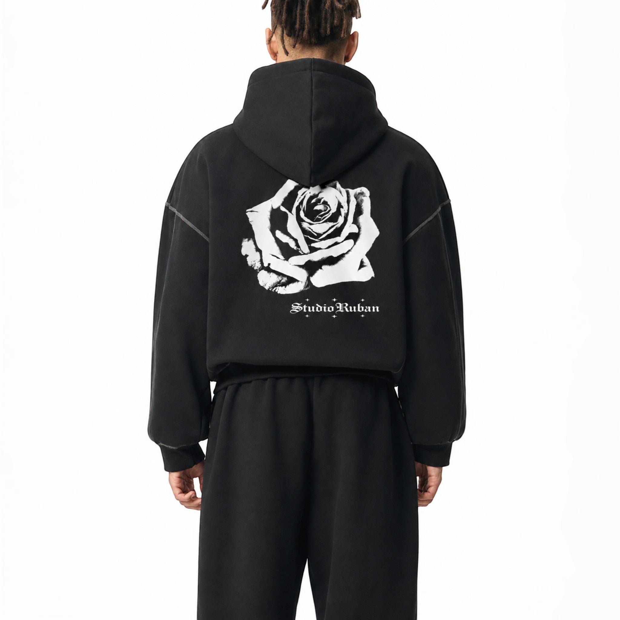 Cole contrast-stitched hoodie Studio Ruban — back view