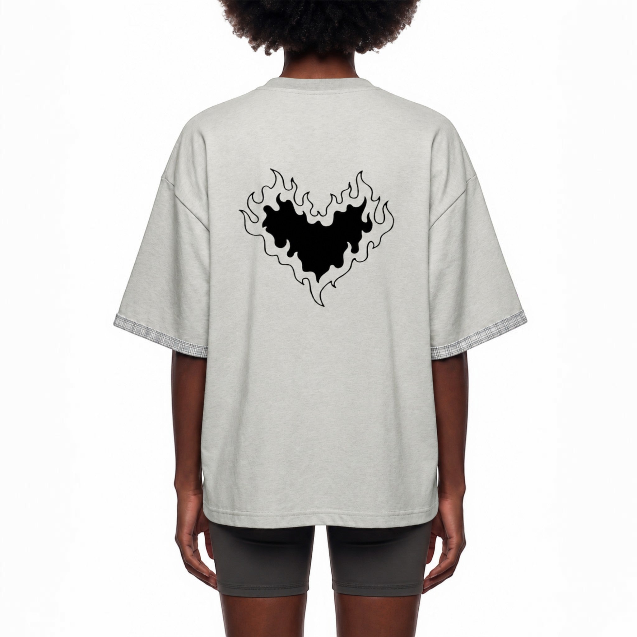 Lisa plaid-lined boxy tee Studio Ruban — on model