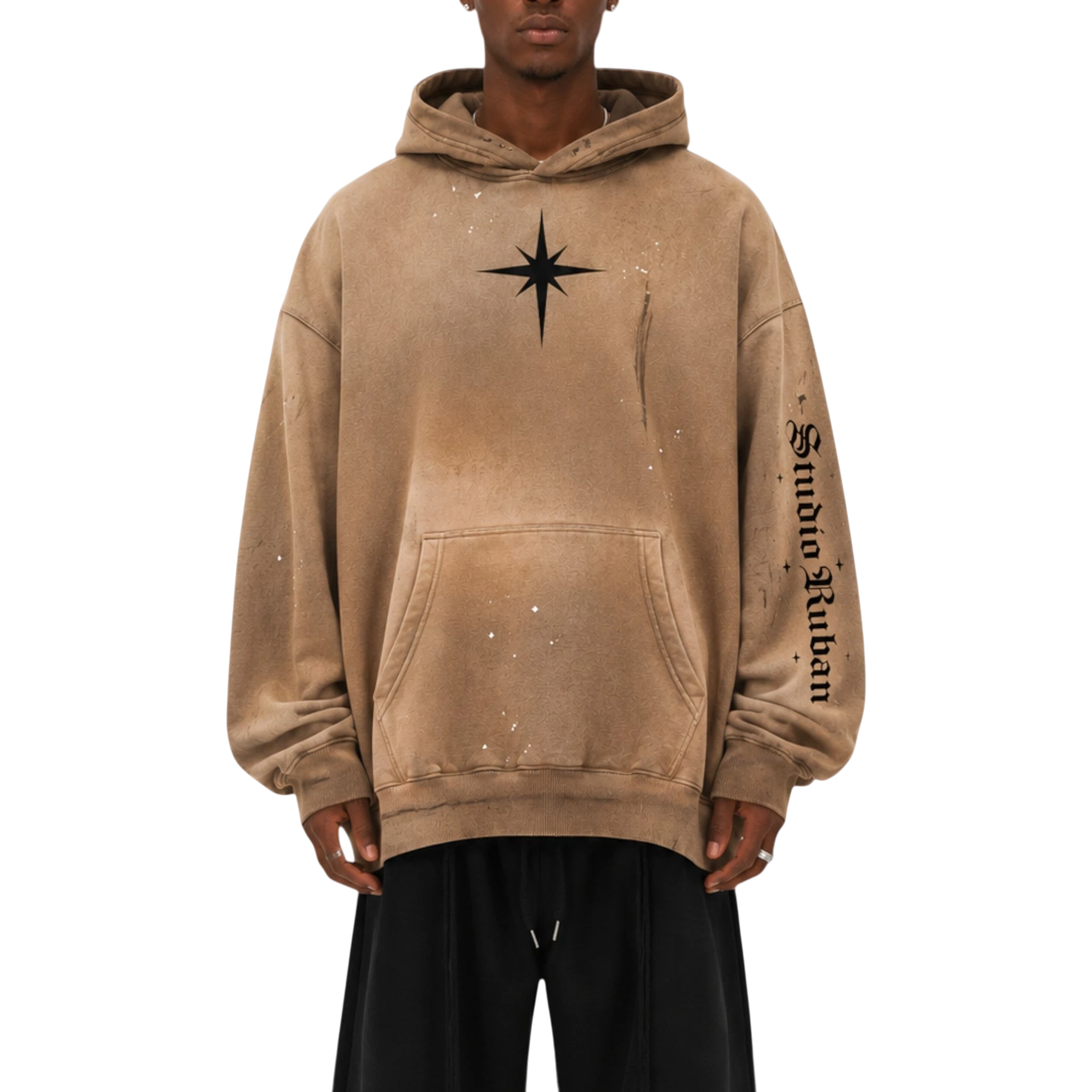 Haze frayed fleece hoodie Studio Ruban — front view