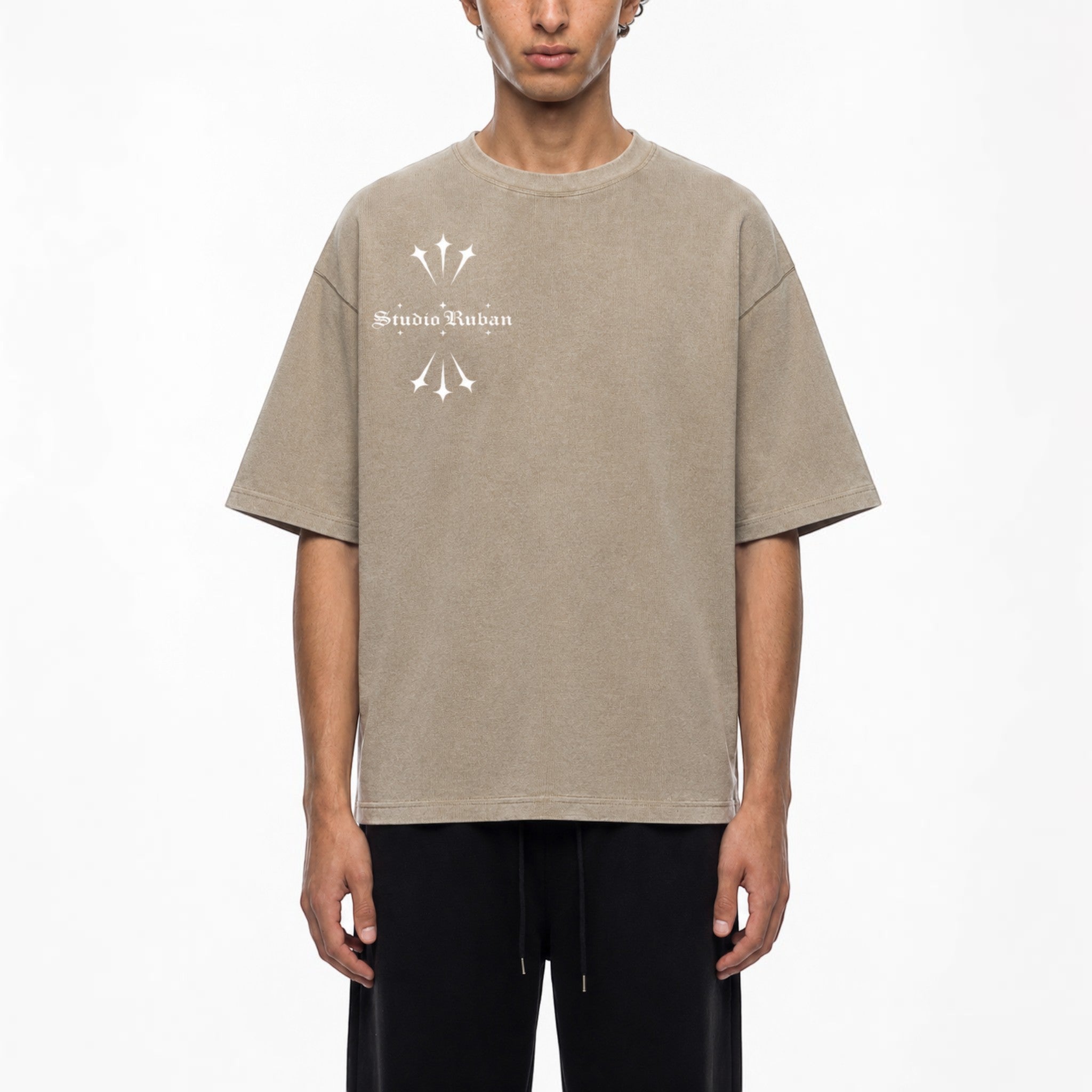 Rex waffle boxy tee Studio Ruban — on model