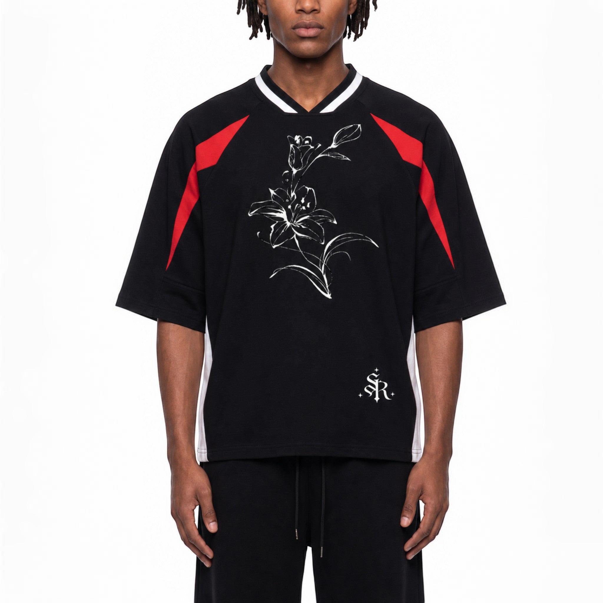 Blaze color block V-neck T-shirt Studio Ruban — front view
