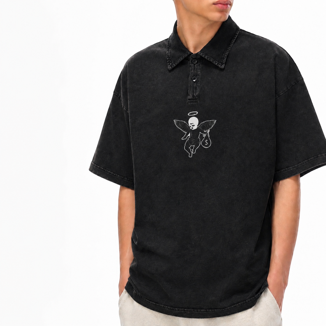 Marco heavyweight polo T-shirt Studio Ruban — on model