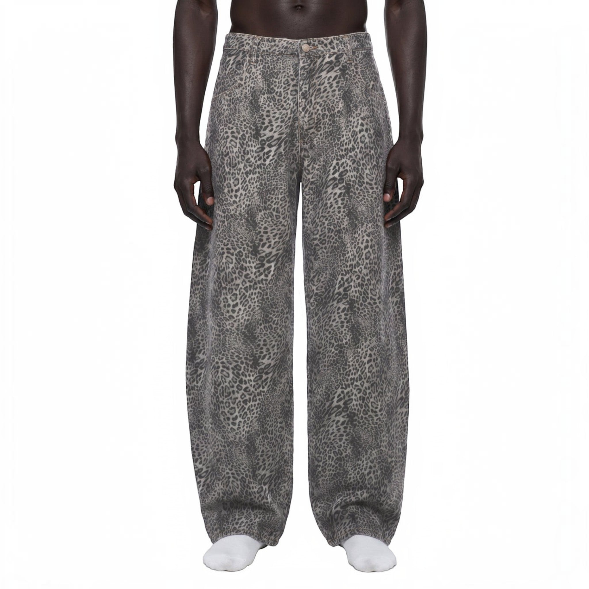 Jane Leopard Wide Leg Jeans Studio Ruban — front view