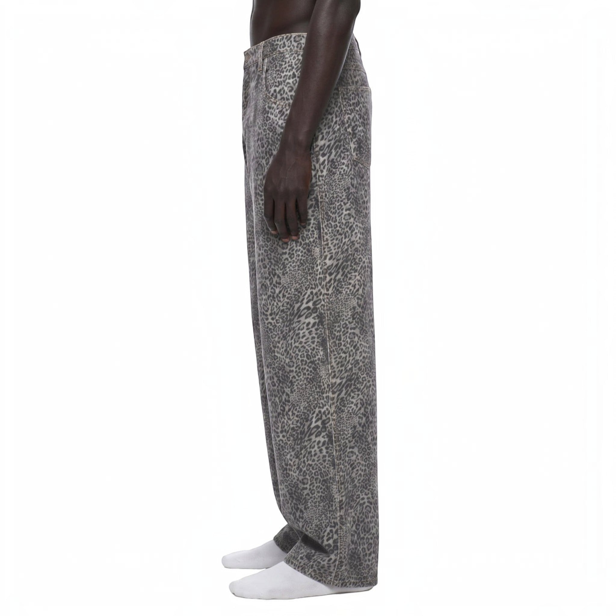 Jane Leopard Wide Leg Jeans Studio Ruban — side view
