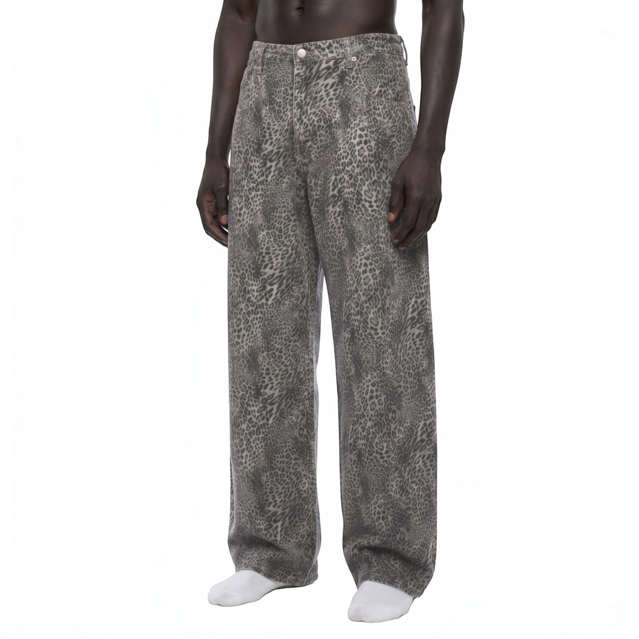 Jane Leopard Wide Leg Jeans Studio Ruban — detail view