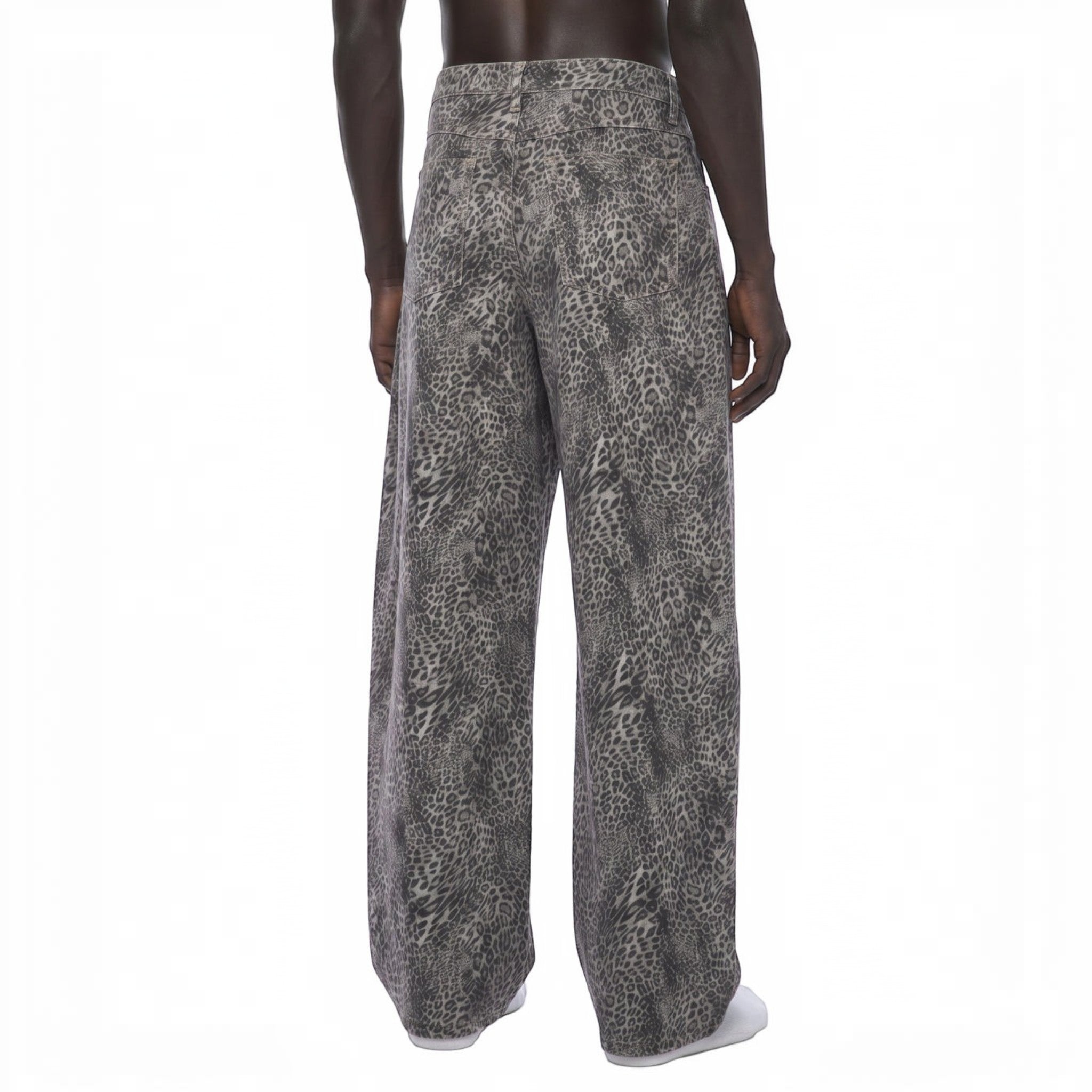 Jane Leopard Wide Leg Jeans Studio Ruban — back view