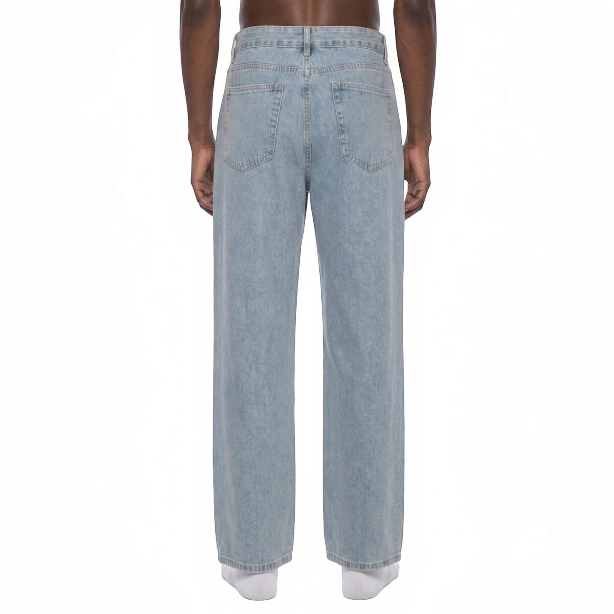 Denim straight leg jeans Studio Ruban — on model