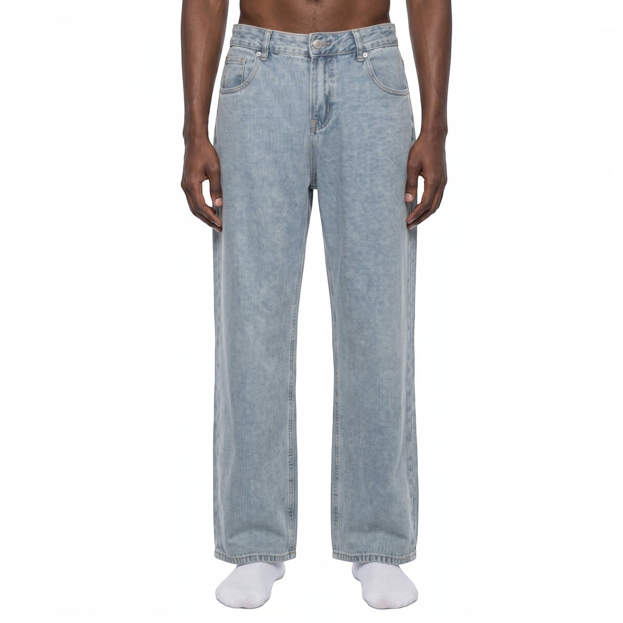 Denim straight leg jeans Studio Ruban — front view