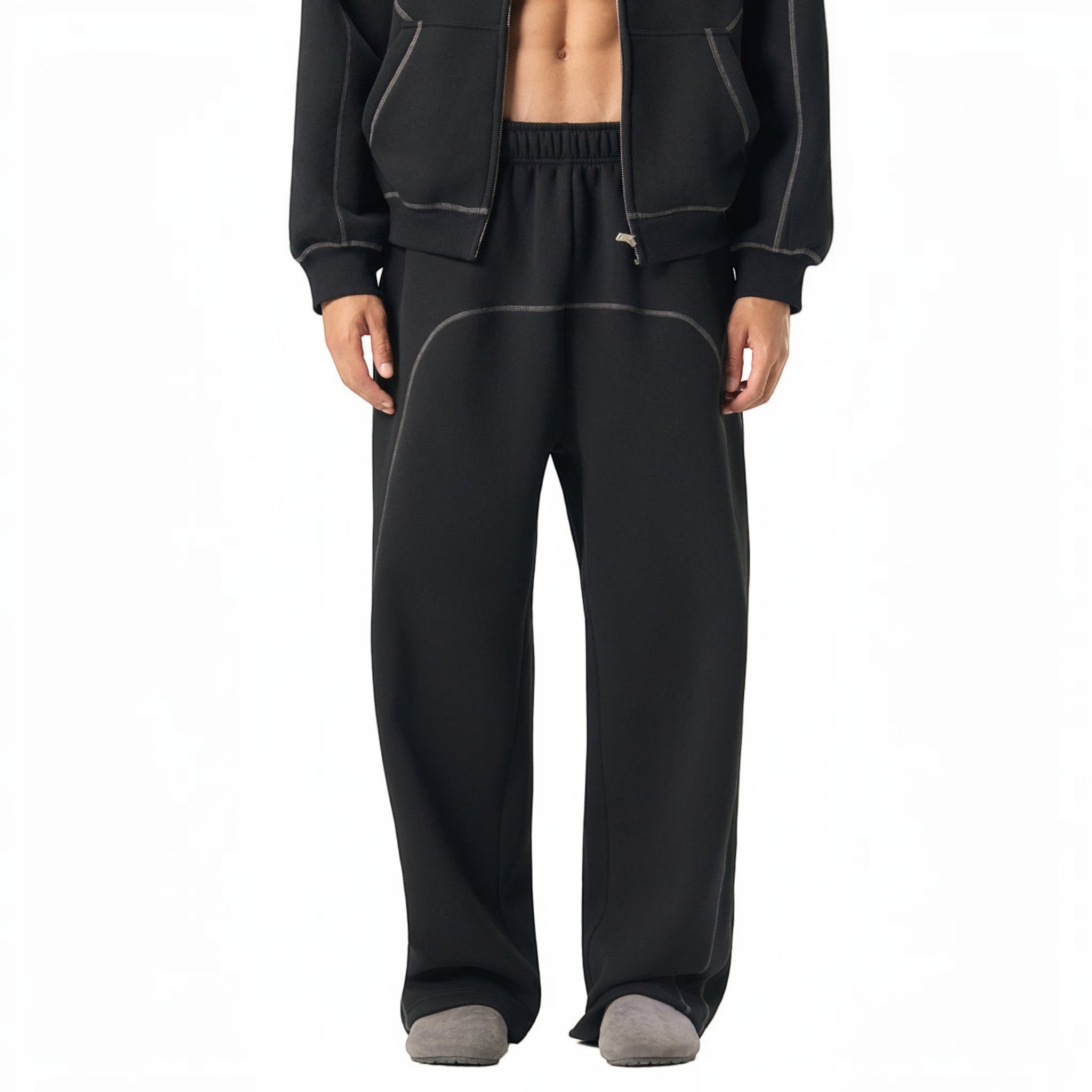 Stitch contrast-stitched fleece sweatpants Studio Ruban — front view