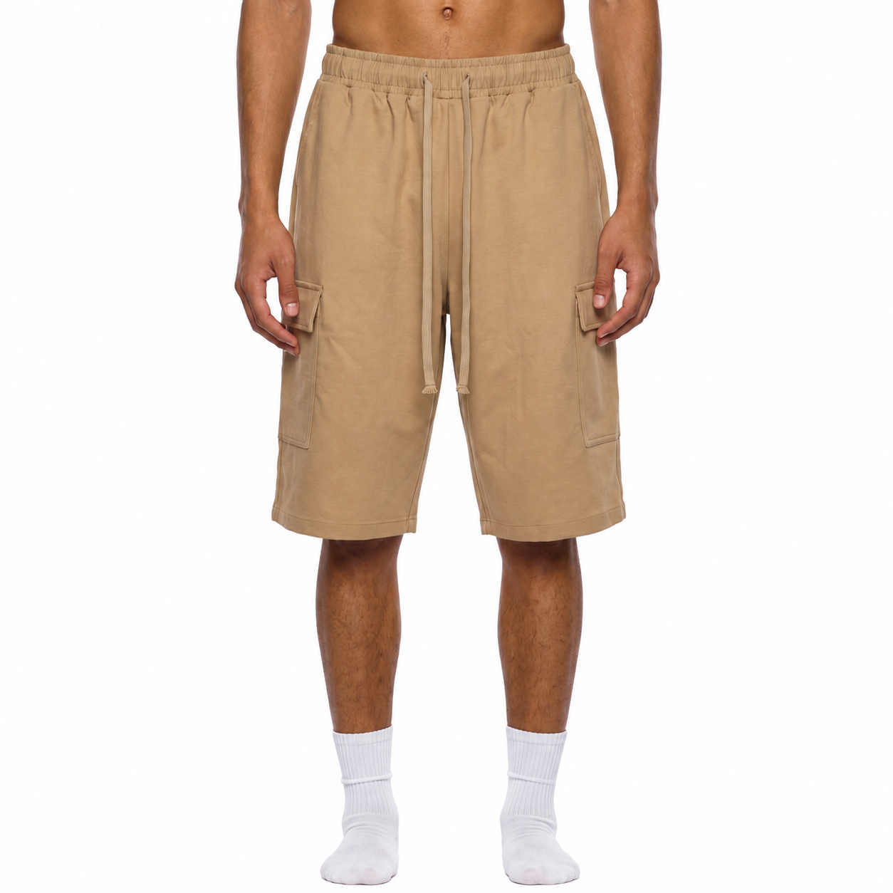 Coral | Drawstring Cargo Shorts