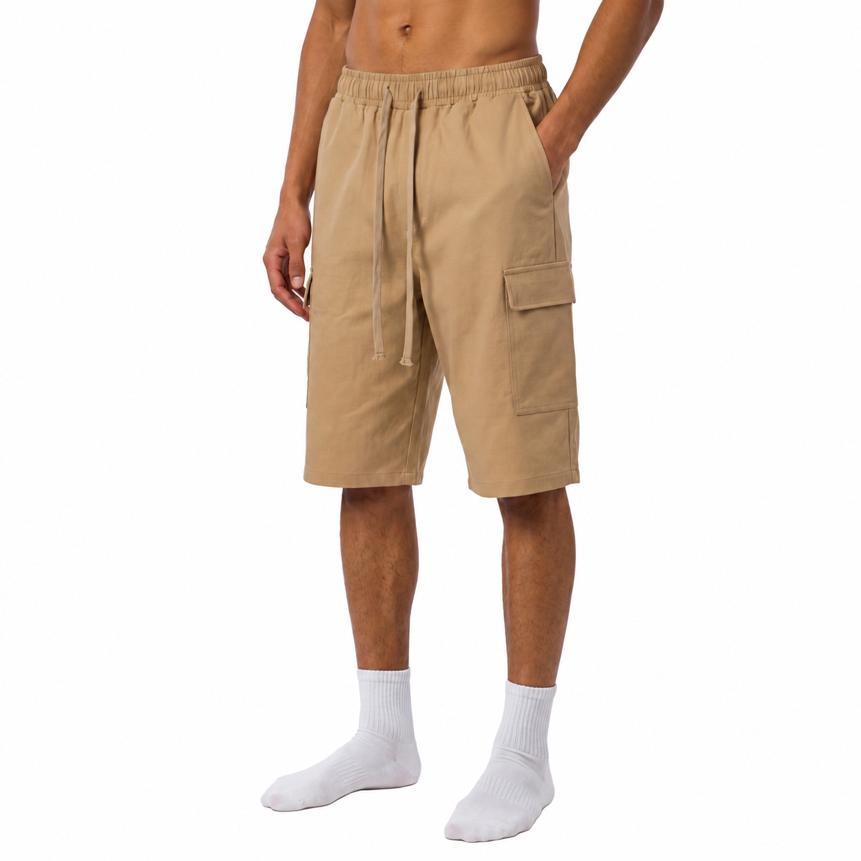 Coral | Drawstring Cargo Shorts