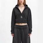 Remy vintage washed raw edge hoodie from Studio Ruban — front view