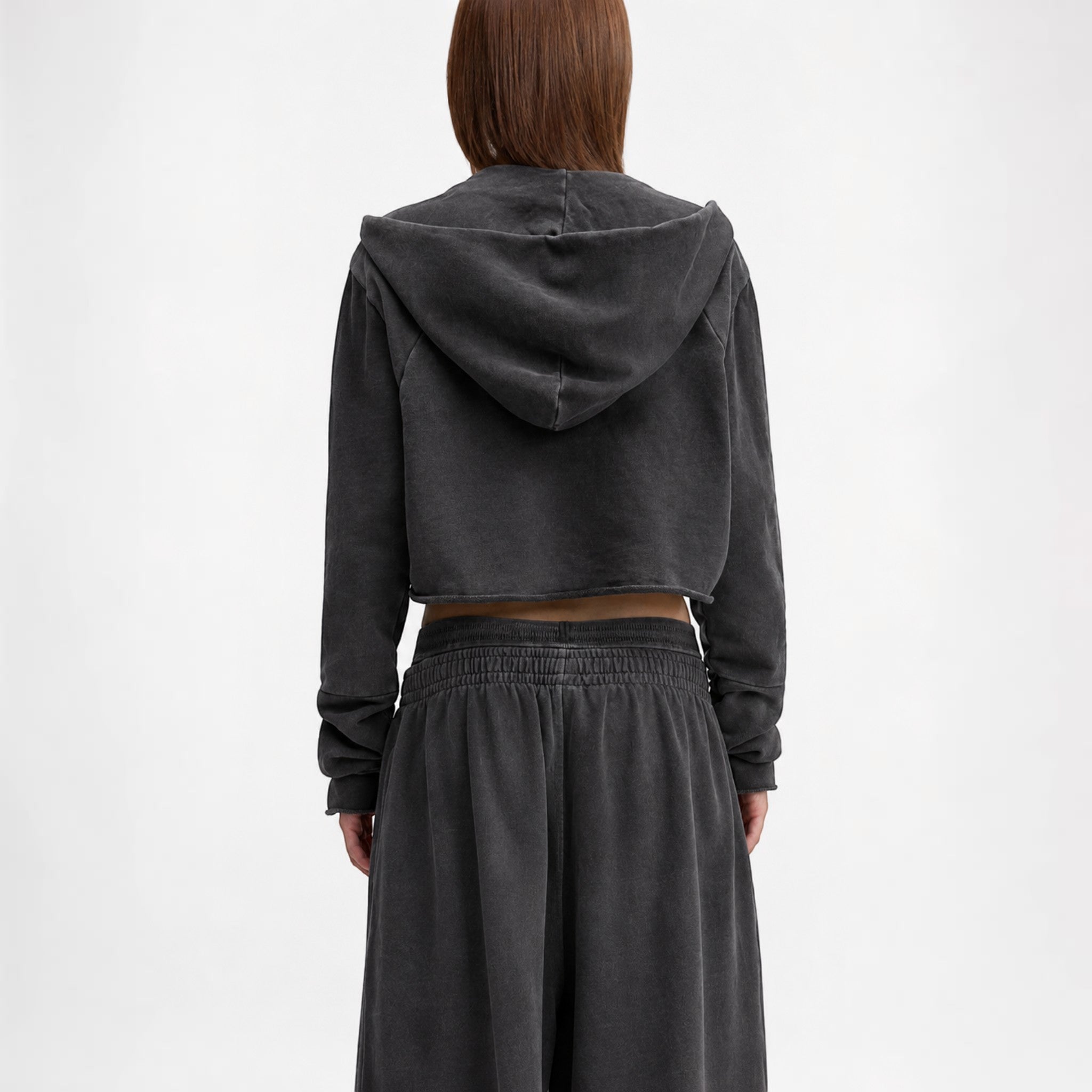 Remy vintage washed raw edge hoodie from Studio Ruban — back view