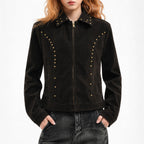 Harlow velvet lapel Harrington jacket Studio Ruban — front view