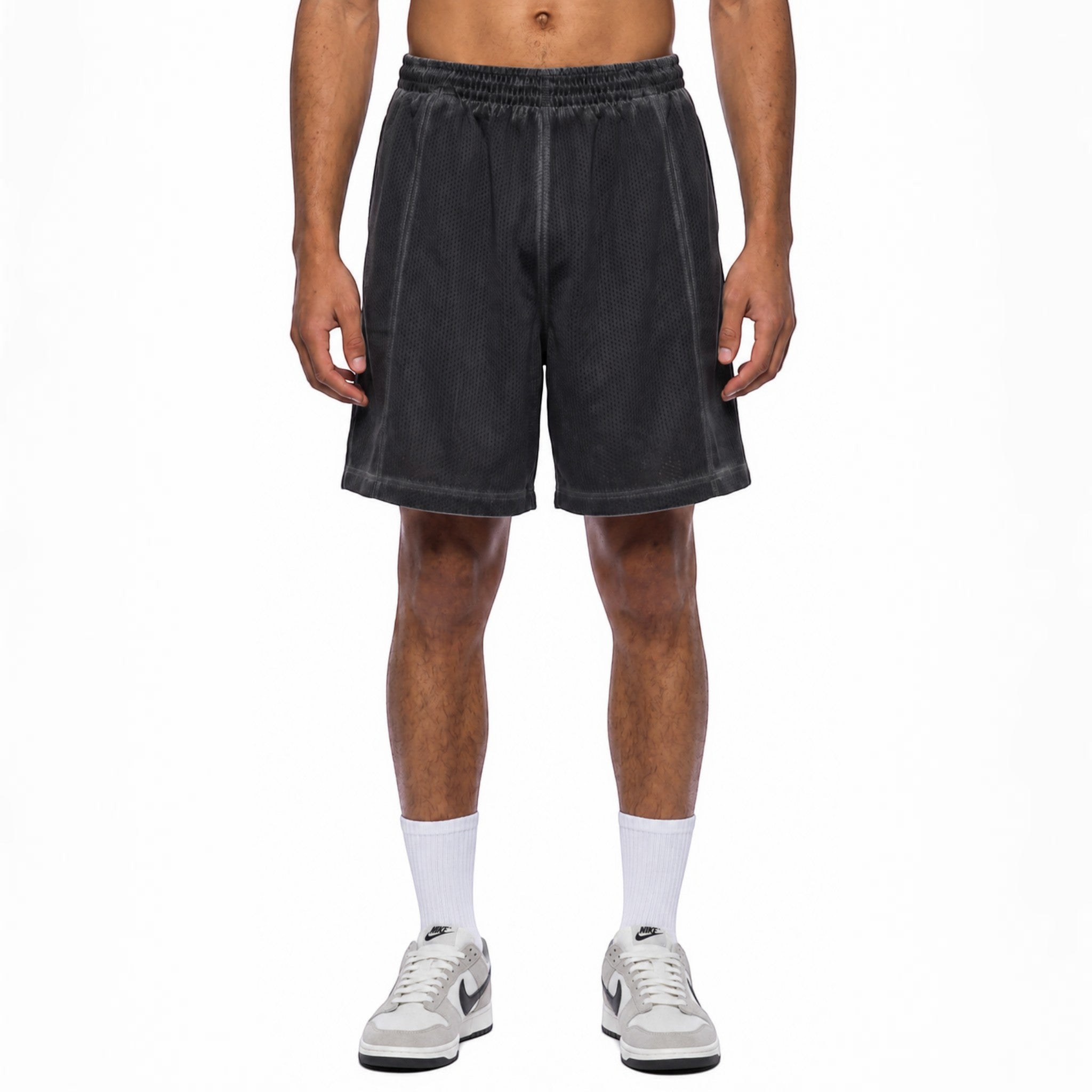 Net vintage wash mesh shorts Studio Ruban — front view