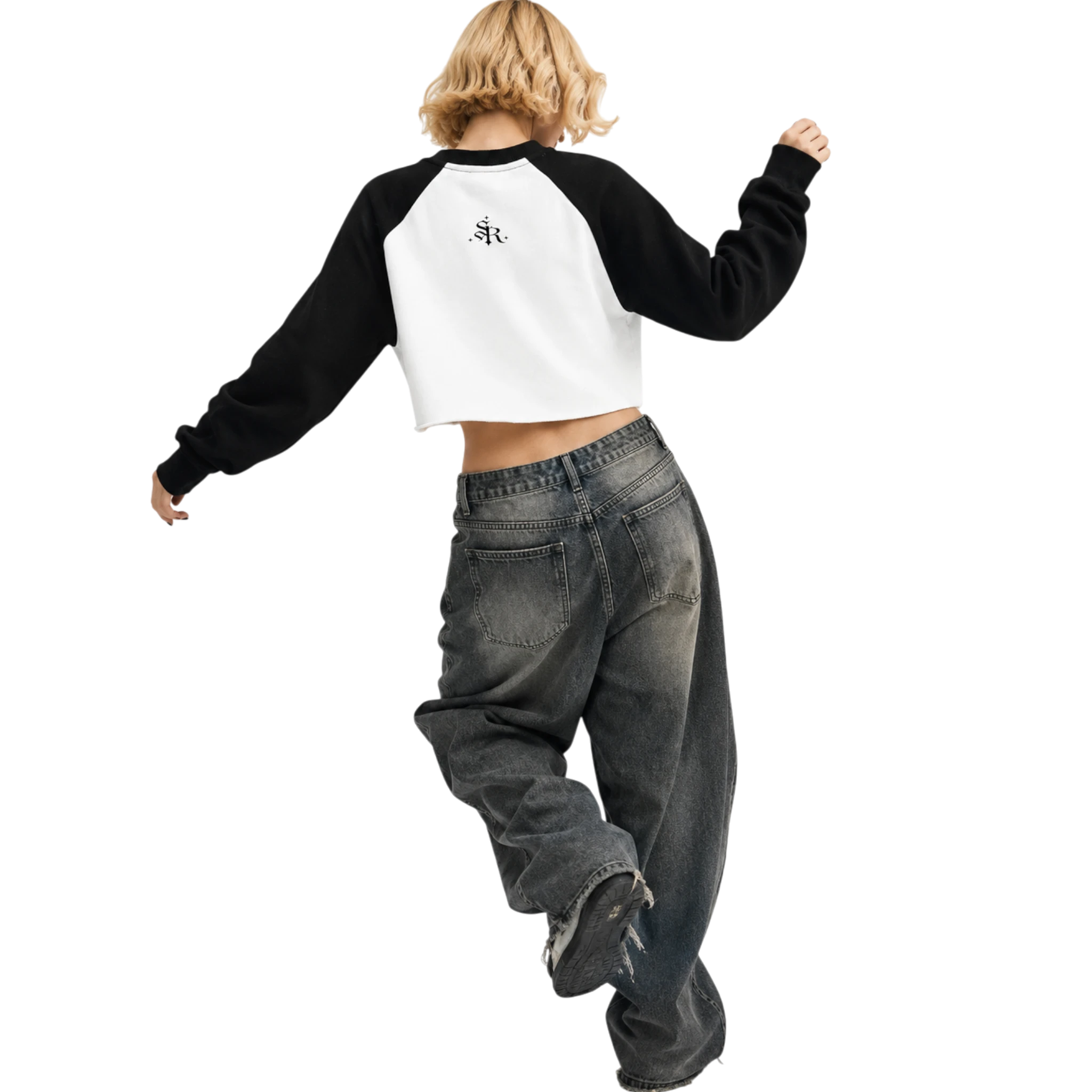 Cleo raglan crop sweatshirt Studio Ruban — back view