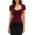 Sia square neck lace crop top Studio Ruban — front view
