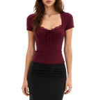 Sia square neck lace crop top Studio Ruban — front view