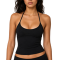 Kiki halter neck tank top Studio Ruban — black front view