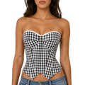 Viana plaid strapless corset top Studio Ruban — front view