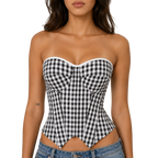Viana plaid strapless corset top Studio Ruban — front view