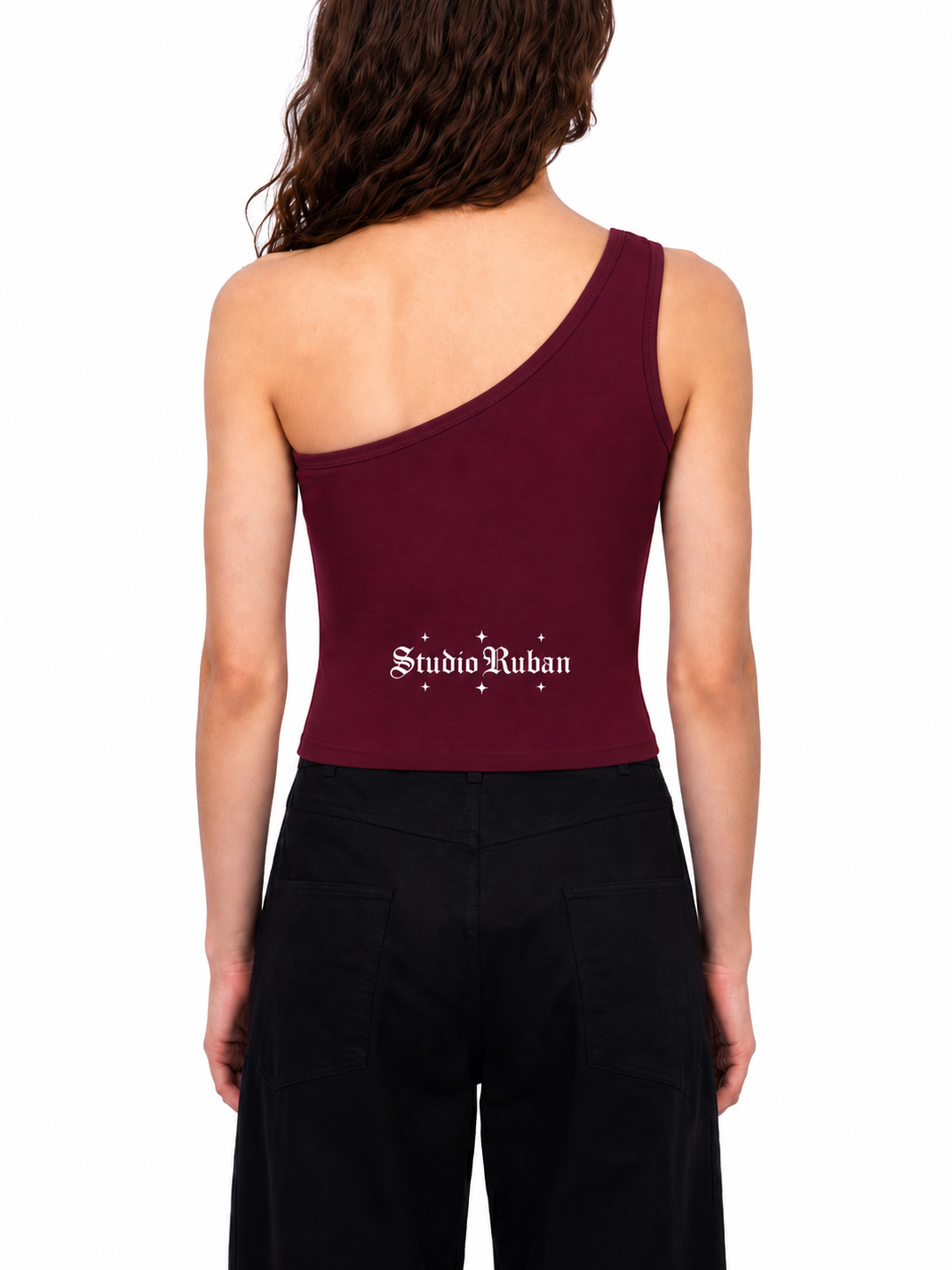 Arya one-shoulder crop top Studio Ruban — on model