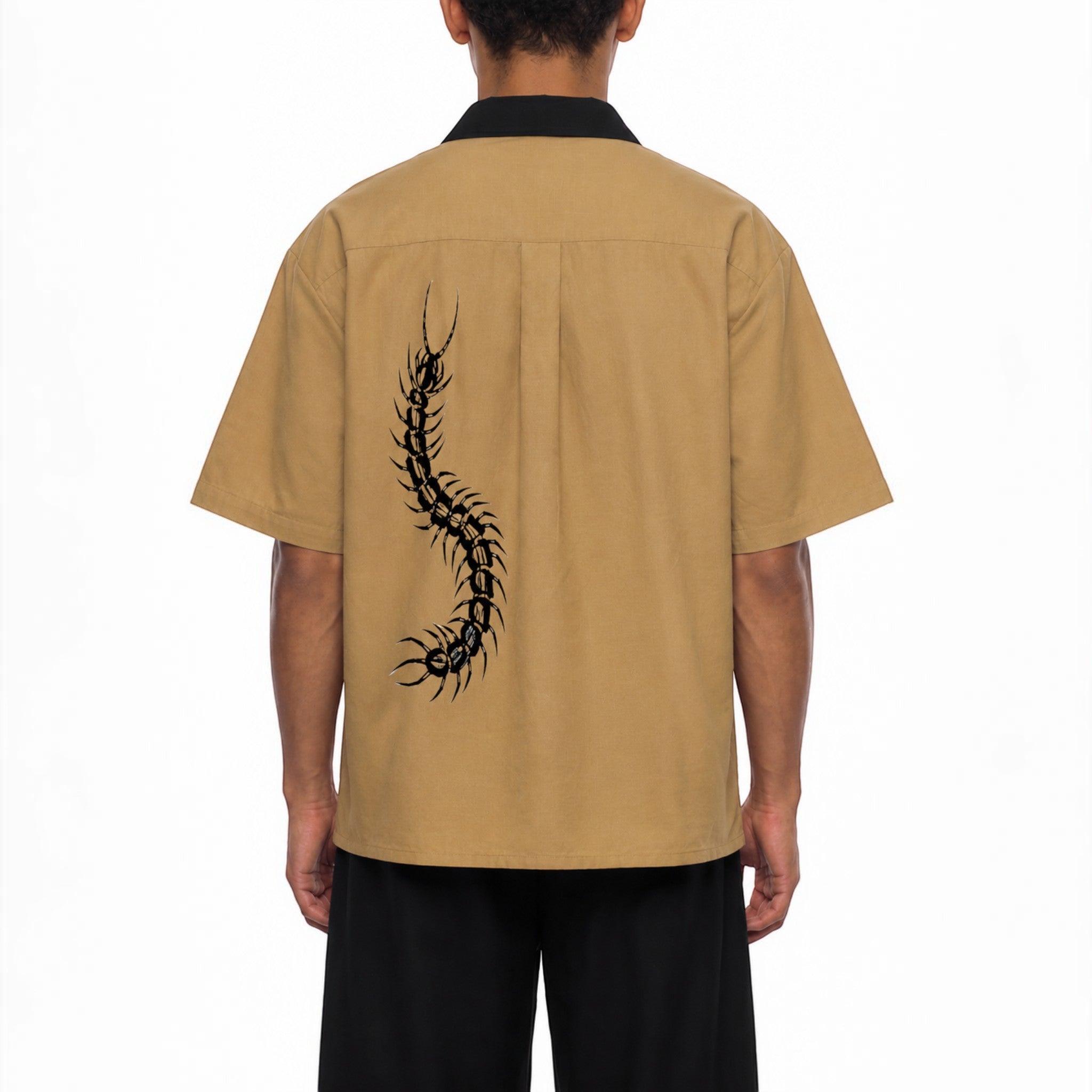 Blok Color Block Short Sleeve Shirt Studio Ruban — model back