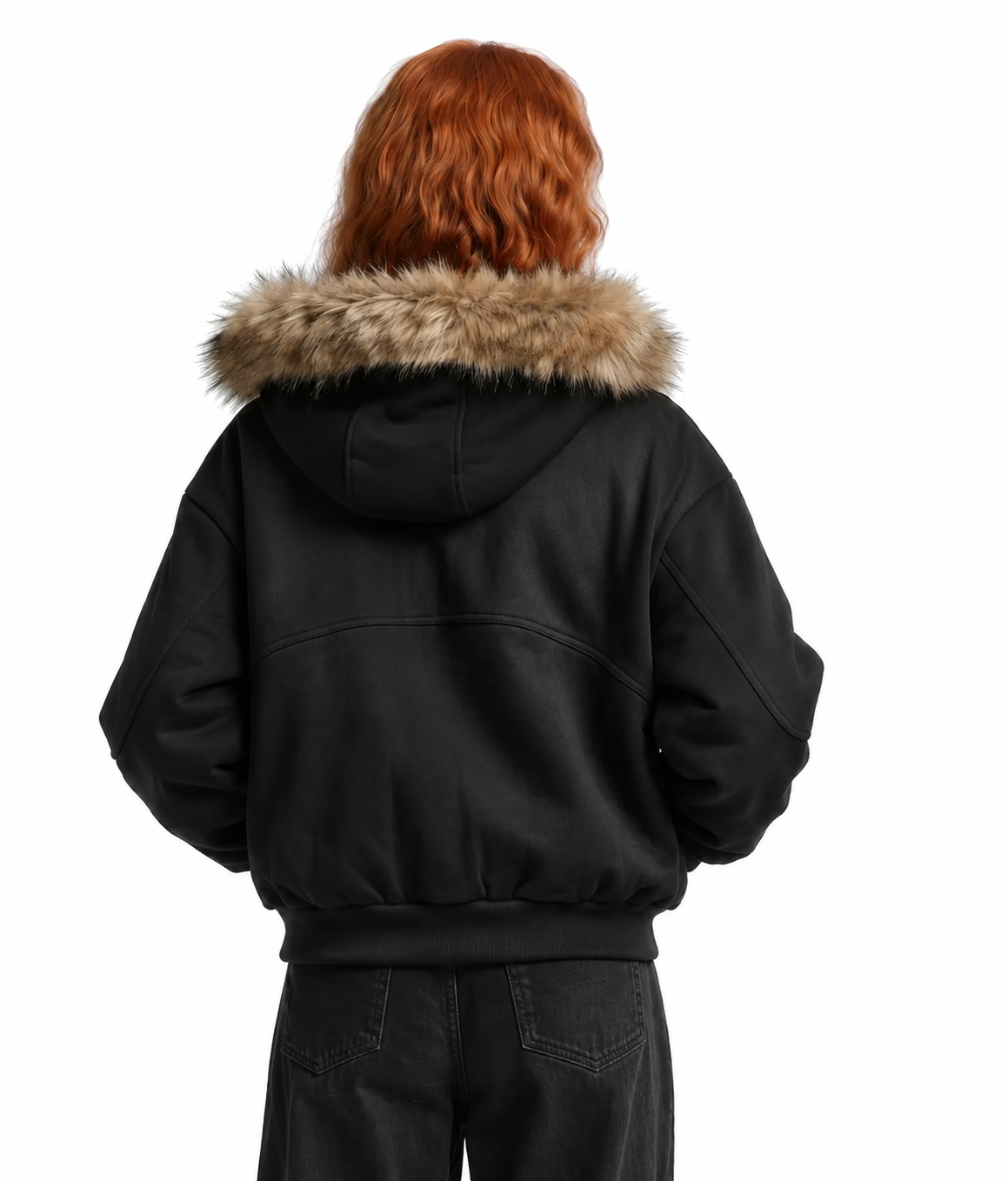 Dala | Faux Fur Hooded Bomber Jacket