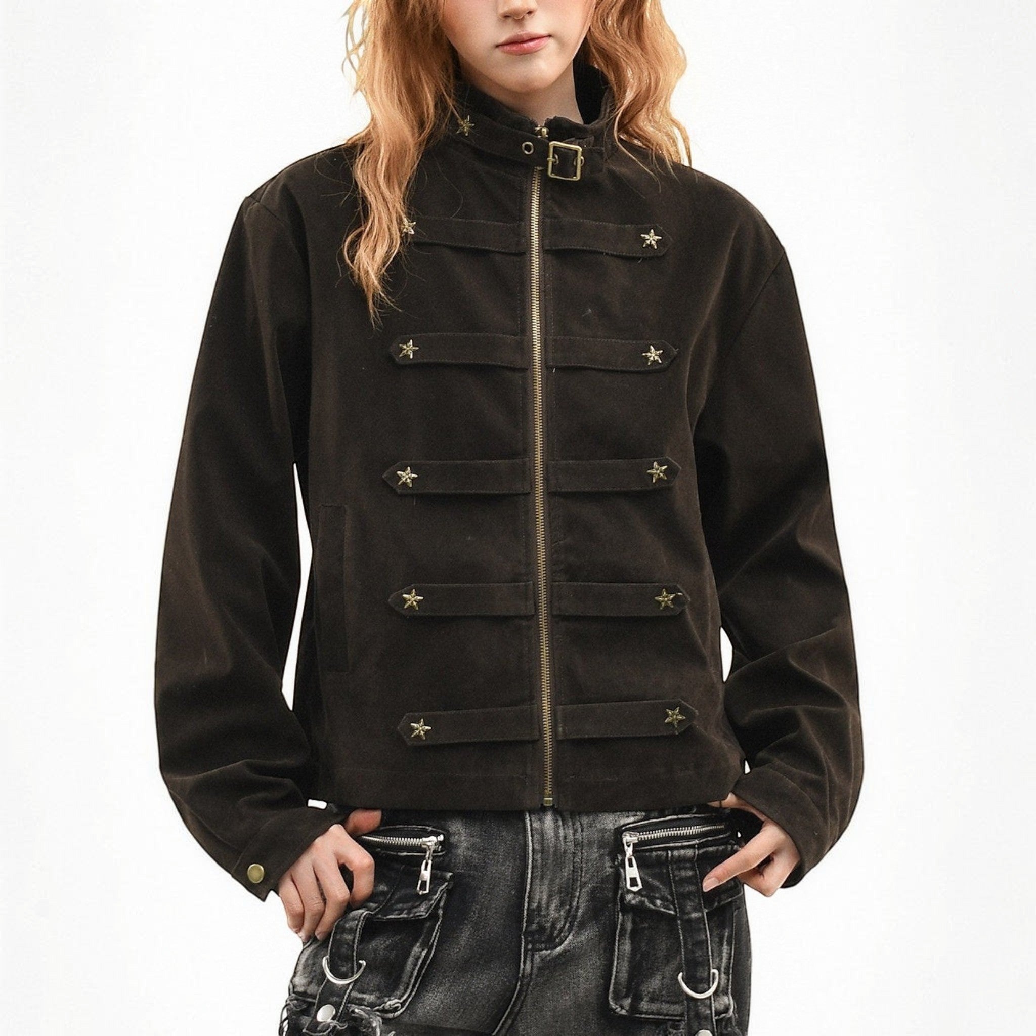 Rivet suede jacket Studio Ruban — back view
