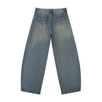 Rux Distressed Barrel Leg Jeans Studio Ruban — flatlay back