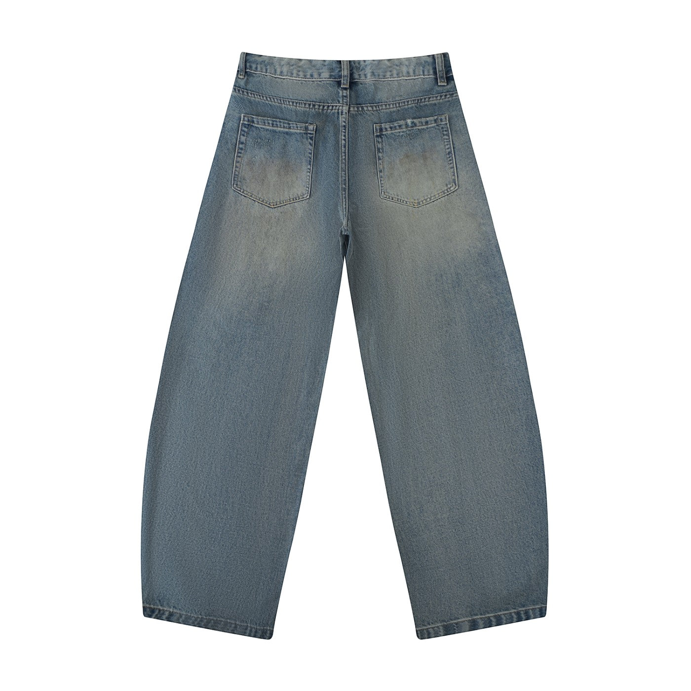 Rux Distressed Barrel Leg Jeans Studio Ruban — flatlay back