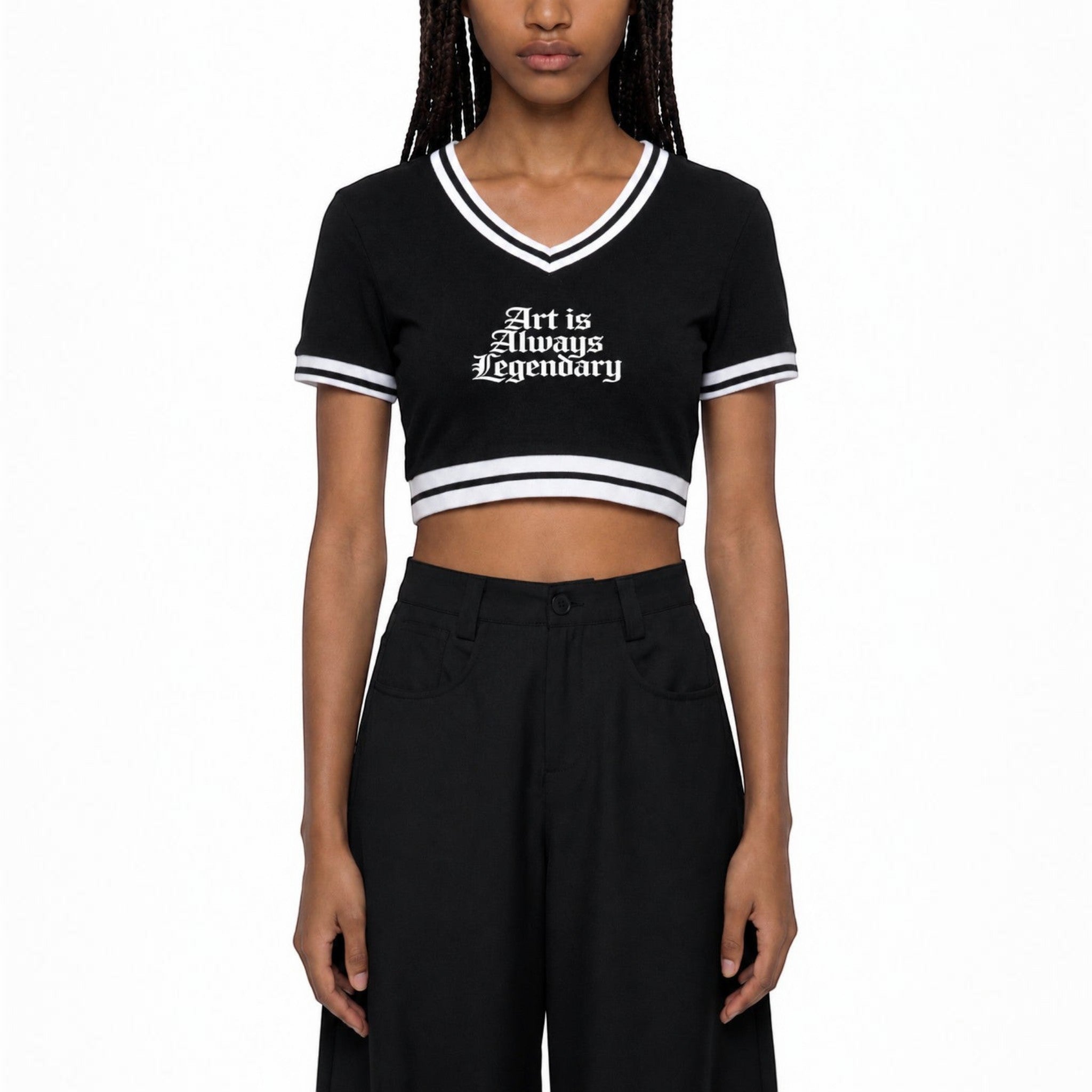Isa V-neck crop top Studio Ruban — front view