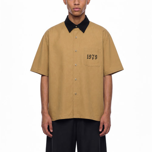 Blok Color Block Short Sleeve Shirt Studio Ruban — model front