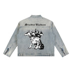 Denim vintage wash jacket Studio Ruban — back view