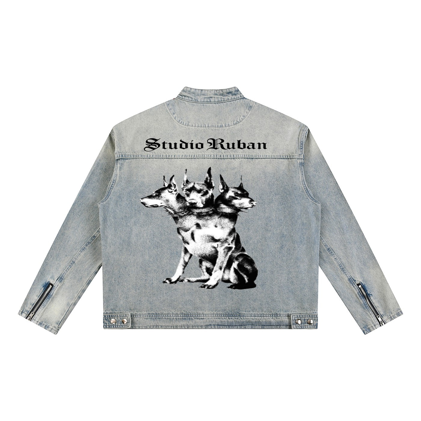 Denim vintage wash jacket Studio Ruban — back view