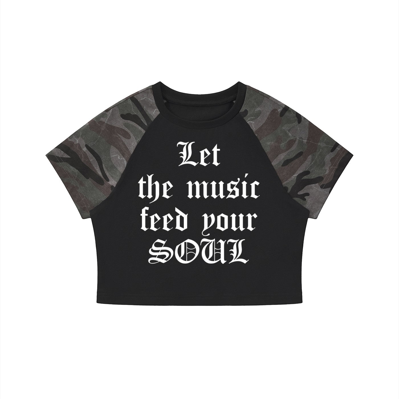 Tana Camo Raglan Crop Top Studio Ruban — lifestyle shot