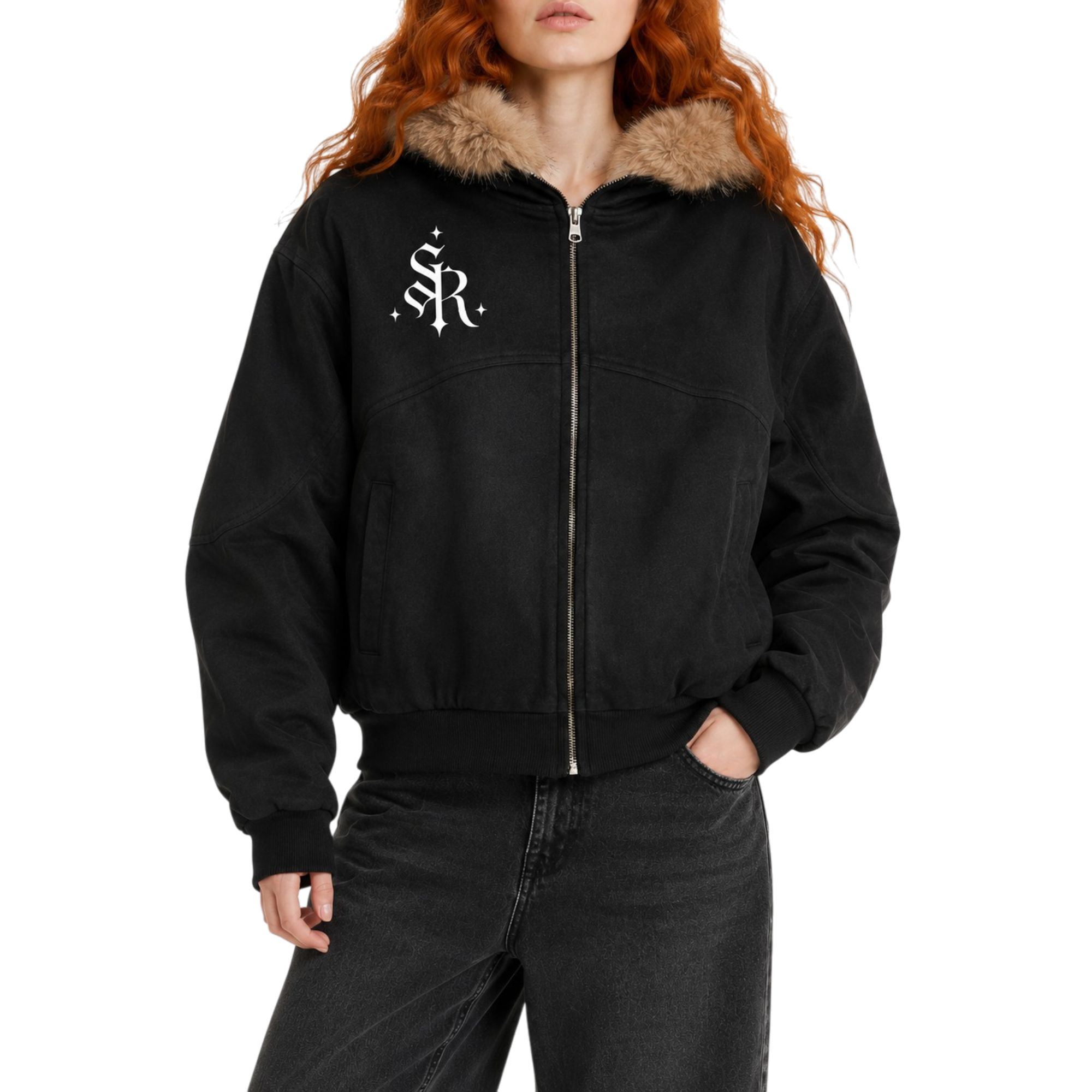 Dala | Faux Fur Hooded Bomber Jacket