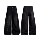 Studio Ruban Resi dark washed wide-leg jeans with silver stud detailing on the side seams.