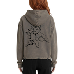 Studio Ruban grey distressed hoodie with cherub graphic on back and 'Amor' text on front. Relaxed fit.