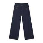 Studio Ruban Drift weite Jeans in Dunkelblau, Baumwoll-Lyocell-Mischung, lockerer Sitz, Y2K-Silhouette